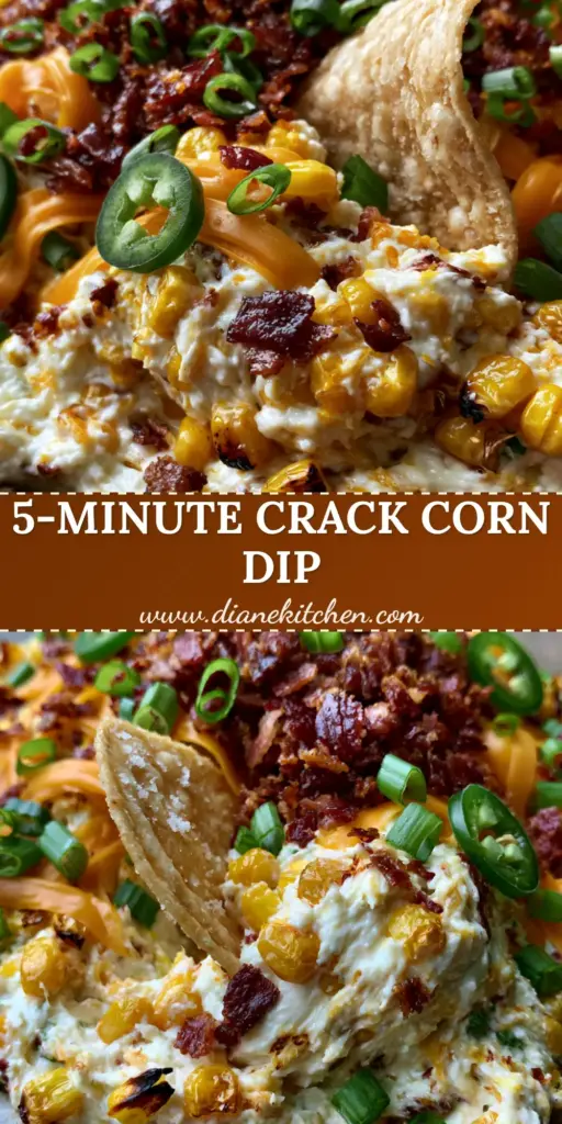 Corn Dip: The Ultimate Cheesy Bacon and Charred Sweet Corn Recipe 4 A close-up shot of a rustic stoneware bowl filled with cheesy corn dip, topped with mahogany bacon, jalapeños, and green onions. (corn dip)