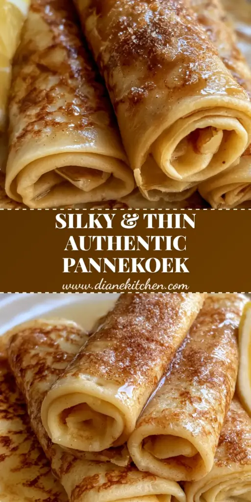 South African Pancakes: The Ultimate Pannekoek Recipe 4 A stack of tightly rolled South African pancakes on a white ceramic plate, featuring golden-brown lacy spots and a glistening cinnamon sugar glaze with lemon droplets.