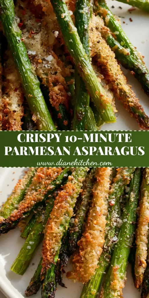 A pile of crispy air fryer parmesan asparagus spears with charred tips and a lacy golden-brown cheese crust on a white plate.