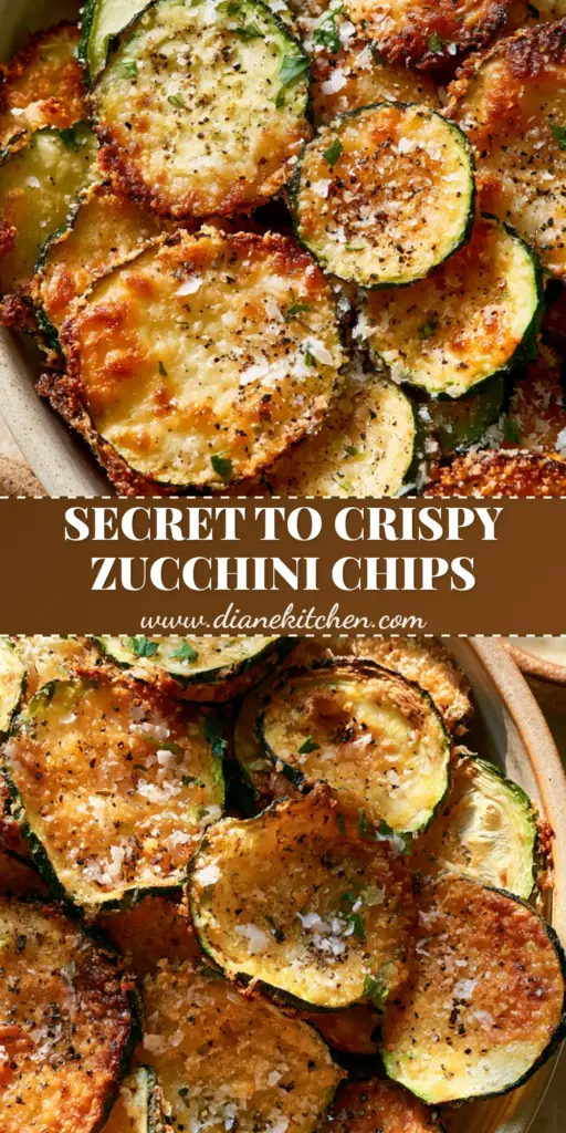 A overflowing bowl of crispy air-fried zucchini chips with a golden-brown parmesan crust and flaky sea salt. (zucchini chips)