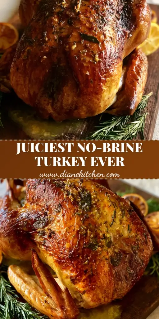 An overhead view of a whole garlic butter roasted turkey with crispy mahogany skin and minced garlic bits on a dark wood board.