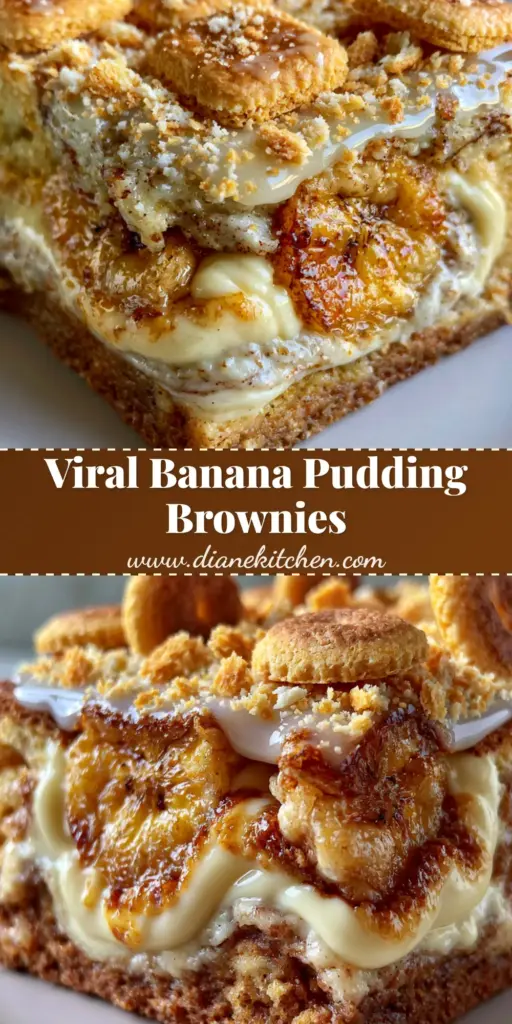 A stack of sliced banana pudding brownies showing the fudgy blondie base, vanilla pudding swirl, and Nilla wafer topping.