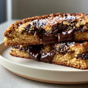 Close-up handheld photo of a bakery style chocolate chip cookie with golden-brown caramelized edges and dark chocolate pools.