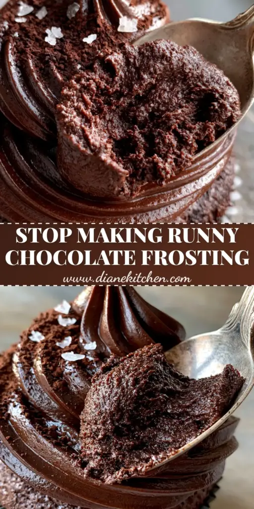 A majestic tall swirl of dark chocolate frosting recipes atop a moist cupcake with sharp piping ridges and Maldon sea salt flakes.