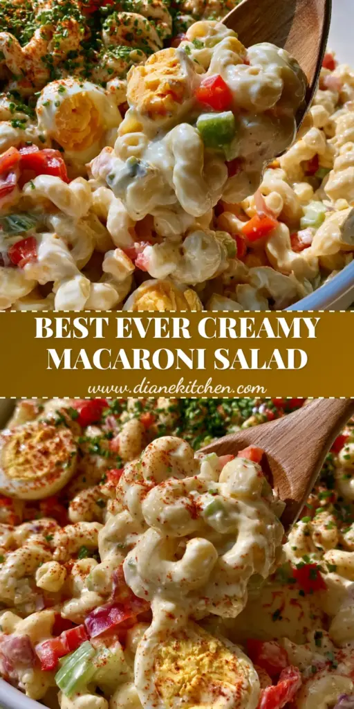 Old fashioned macaroni salad: The Creamiest Classic Potluck Recipe 3 A close-up shot of creamy Old fashioned macaroni salad with hard-boiled eggs and paprika garnish.
