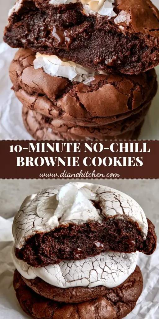 A stack of three Salted Brownie Cookies on crumpled parchment paper showing shiny crackled tops and Maldon sea salt flakes.