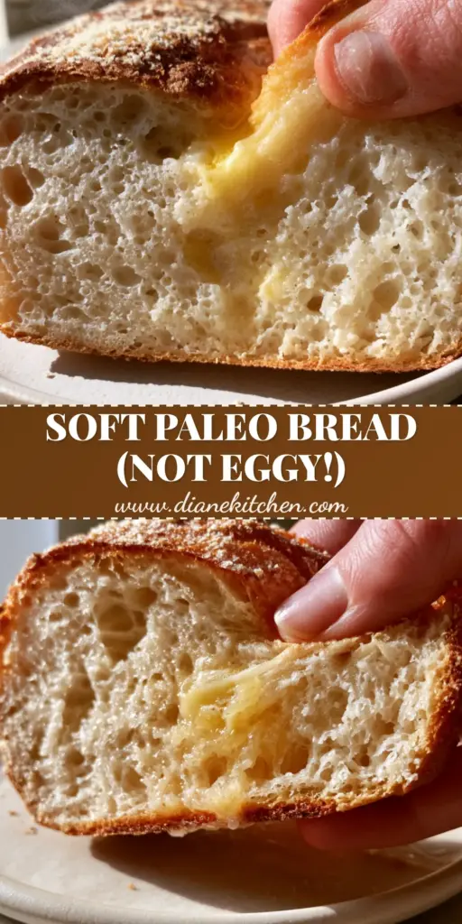 Paleo Bread Recipe: The Ultimate Airy Artisan Yeast Loaf 3 A close-up of a thick artisan slice of Paleo Bread Recipe being squeezed to show elasticity, topped with melting grass-fed butter.
