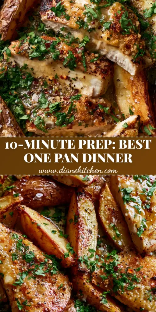 Garlic Parmesan Chicken and Potatoes Recipe: Crispy Sheet Pan Dinner 3 A rustic sheet pan featuring the Garlic Parmesan Chicken and Potatoes Recipe with golden potato wedges and bubbly cheese crust.