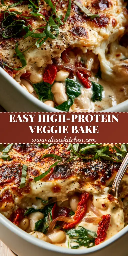 Vegetarian Casseroles: Creamy Roasted Garlic and Cannellini Bean Bake 4 A gourmet serving of creamy cannellini bean vegetarian casserole with a golden blistered cheese crust and fresh basil ribbons.