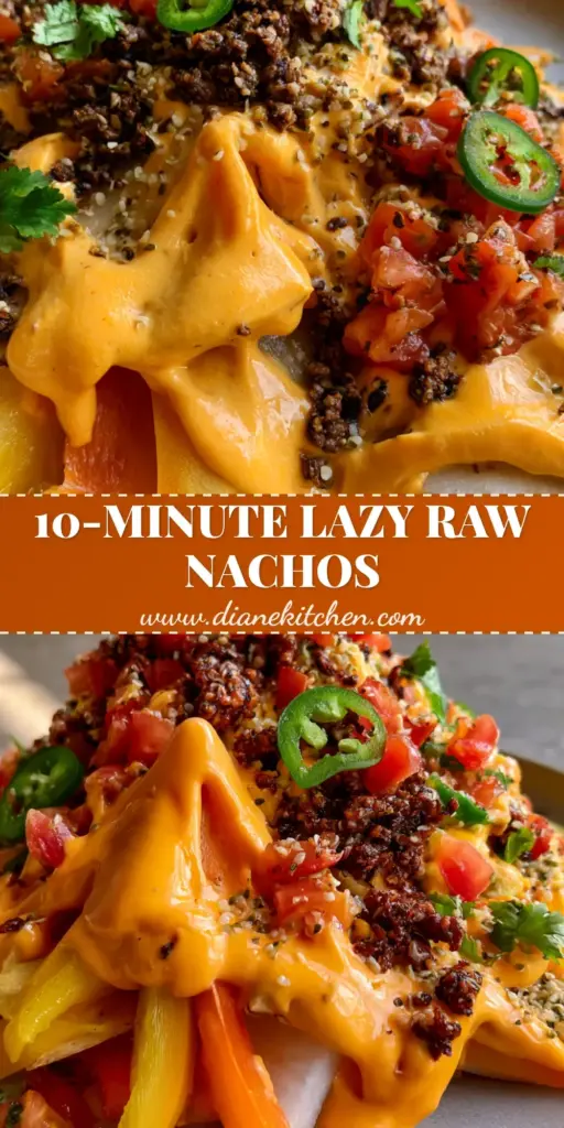 Raw vegan nachos with Creamy Cashew Cheese and Savory Walnut Meat 4 A towering plate of Raw vegan nachos with crisp bell pepper chips, orange cashew cheese, and savory walnut meat crumble.
