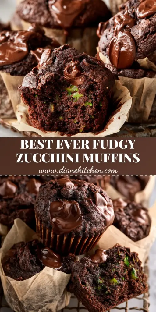 Chocolate Zucchini Muffins: The Ultimate Ultra-Moist Fudgy Recipe 4 A stack of moist chocolate zucchini muffins with melted chocolate chunks on a wire rack. (chocolate zucchini muffins)